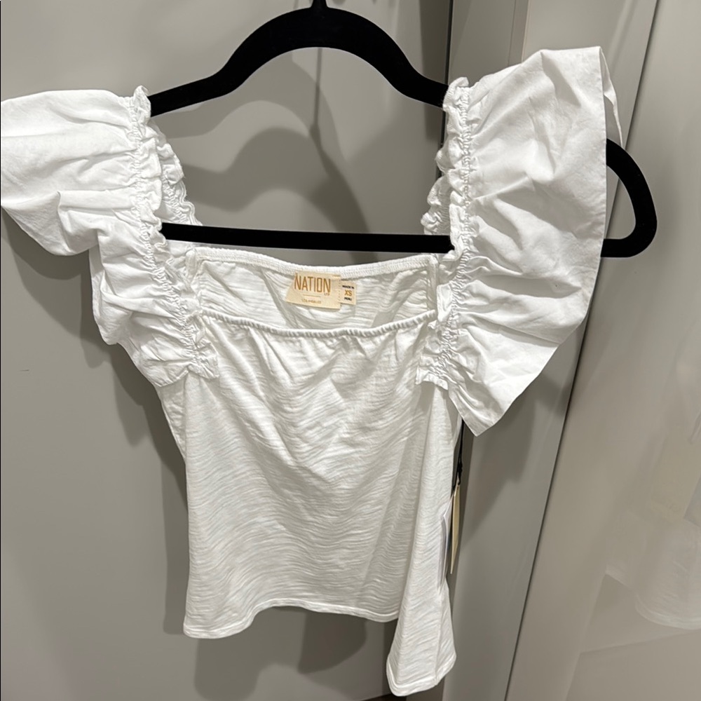 Nation LTD White Misty Ruched Tank